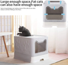 BTOYM Foldable Cat Litter Box with Lid, Large Top Entry Litter Box with Cat Litter Scoop, Enclosed Cat Potty,Drawer Type Anti-Splashing Cat Supplies (Grey)