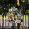 Bird Feeder, Clear Glass Window Viewing Bird Feeder Hotel Table Seed Peanut Hanging Suction