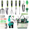 100 Pcs Garden Tools Set, Extra Succulent Tools Set, Heavy Duty Gardening Tools stainless steel with Soft Rubberized Non-Slip Handle Tools, Durable Storage Tote Bag, Gifts for Gardening Lovers