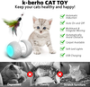 k-berho Interactive Cat Toys for Indoor Cats, Irregularly Move Cat Ball Toys for Kitten/Cats, Robotic Cat Toy with Led Light/Feathers/Ribbon/Mouse Toys, Floors/Carpet Available, USB Charging