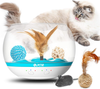PETNF 2021 Newest Interactive Cat Toy,Fish Bowl-Shaped Kitten Toys,Cat Feather Toys Timer Setting,Cat Tumbler Toy USB Charging,Multiple Game Play,Automatic Rotating,Non-Toxic and Eco-Friendly