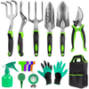 Gardening Tools, Gardening Tool Set 31 Pieces Heavy Duty Aluminum Gardening Tools with Ergonomic Handle Included Durable Storage Bag Gardening Hand Tools Gift Set for Woman Man(Green)