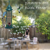 Bird Feeder, Outside Hanging Bird Feeder, Metal Waterproof Wild Bird Feeder w/4 Feeding Ports and Drainage Holes for Outdoors Garden Yard Decoration
