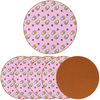 6 Pieces Avocado Cherry Pattern Pink Leather Coaster for Drinks with Holder Round Cup Mat Pad for Home Office Cafe Beverage Shop Table Practical Decorations Antiskid