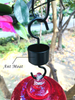REZIPO Hummingbird Feeder with Perch - Hand Blown Glass - Red - 22 Fluid Ounces Hummingbird Nectar Capacity Include Hanging Wires
