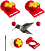 Naomo Handheld Hummingbird Feeders with Suction Cup, Multifunctional Mini Hummingbird Feeder with Perches for Outdoors, Kit Includes Cleaning Brush Red (4 Pack)