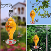 Glass Hummingbird Feeder for Outdoors-Never Fade, Attract More Birds, 36oz Leakproof Hand Blown Bird Feeders with Ant Moat Hanging Hook, Rope, Brush-Easy to Install Clean Refill Garden Decorative