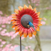 Flower Design Bird Feeder Sunflower Wild Bird Feeder Gazebo Hummingbird Feeder, Outdoor Beautiful Flower Garden Stakes Art Decorative with Metal Flower Stakes Attracting Birds