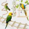 Small Bird Swing Toys, 8 Pieces Parrots Chewing Natural Wood and Rope Bungee Bird Toy for Anchovies, Parakeets, Cockatiel, Conure, Mynah, Macow and Other Small Birds