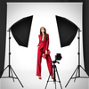 SH Softbox Lighting Kit Studio Lights LED Photography Lighting Equipment with 2 Remote Dimming 6000K Bulbs for Photography, Vlogging, Podcast, Video, Live Stream, Film etc.