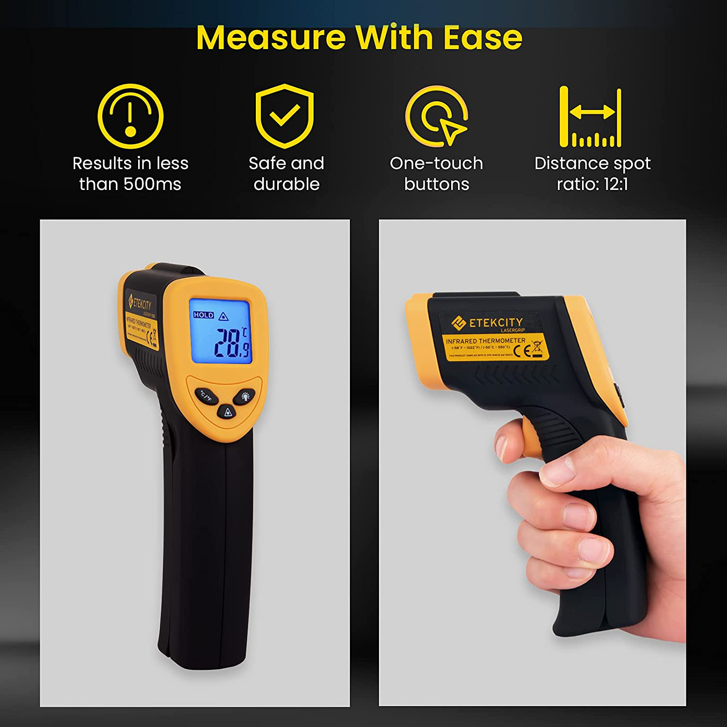 Etekcity 1022 Digital Laser Infrared Thermometer Temperature 