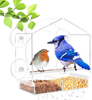 YouGottaIt Window Bird Feeder, Waterproof Bird Watching with Strong Suction Cups, Drainage Holes and 4-Sectioned Removal Tray