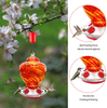 ShinyArt Hummingbird Feeder for Outdoors, Hand Blown Glass, 38 Ounces, Red Clouds, Including Ant Moat, S Hook, Hemp Rope, Brush, Cleaning Rag and Service Card