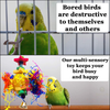 SunGrow Bird Toy, Brightly Colored Playtoy of Rattan, Wood and Shredded Paper, Safe for Small and Medium Parrots, Cockatiels, Lovebirds and Finches