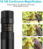 Monocular Telescope for Smartphone 4k 10-300x40mm - Monocular Telescope for Adults, Monocular Telescope Zoom for iPhone Waterproof, Fogproof, HD, Easy Focus- use for Hiking Hunting