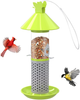 Aumuca Hanging Wild Bird Feeder - Outdoor Bird Feeder for Garden Yard Outside Decoration, 2 in 1 Plastic Metal Feeder for Mix Seeds, Gazebo Shaped Birds Feeder with Roof for All Weather, Easy Assambly