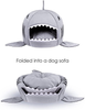 Dog Cat Bed Washable Shark Covered Cave House Tent for Small Pets Puppy Kitten up to 12lbs with Removable Cushion and Water Resistant Bottom (16.5"x16.5"x15.5")