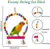 Bird Parakeet Cockatiel Parrot Toys, ESRISE Natural Wood Hanging Bell Pet Bird Cage Hammock Swing Climbing Ladders Wooden Perch Mirror Chewing Toy for Conures, Love Birds
