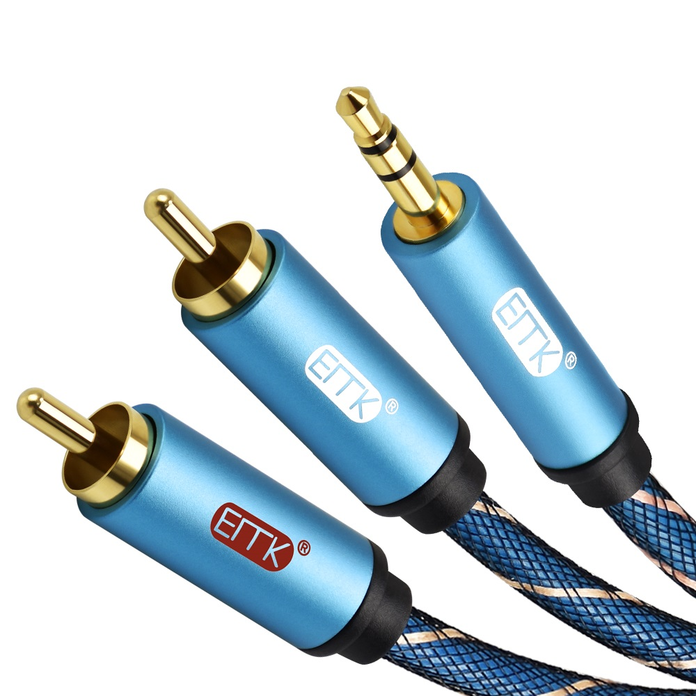 Bakeey 2 Rca to 3.5Mm Audio Cable Male Aux Cable Gold Plated for Amplifiers Speaker Home Theater