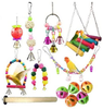 13pcs Bird Parakeet Toys, Swing Chewing Toy, Hanging Bell Pet Swing Bird Cage Hammock Climbing Ladders Toy Wooden Perch Toys for Small Parrots, Conure, Cockatiels