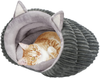 Furpezoo Cat Bed Cave with Removable Washable Cushioned Pillow(20''x13''), Hooded Cozy Plush Cat Bed Indoor, Cat Beds for Indoor Cats, Cat Bed Donut for Cats Puppies, Grey