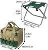 Folding Garden Tool Stool, Gardening Tool Set with Zippered Detachable 600D Oxford Cloth Garden Storage Tote Bag and Folding Seat for Outdoor Garden Activies-Green