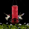 Urban Deco Hummingbird Feeder Red Glass Hummingbird Feeders,Red Wild Bird Feeder Hanging 5 Nectar Feeding Stations,30 oz,Red Bottle 1 Pack