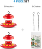 Hummingbird Feeder 16 oz [Set of 2] Plastic Hummingbird Feeders for Outdoors - Built-in Ant Guard/Chain - Circular Perch With 10 Feeding Ports/Wide Mouth for Easy Filling/2 Part Base for Easy Cleaning