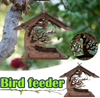 TangYong Wooden Wild Bird Feeder Wood Solid Bird House Feeder with Roof and Side Panels for Attracting Birds Outside Yard Garden Decor Gift for Bird Lovers (Carbonized Color)