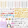374Pcs Charm Bracelet Making Kit, Thrilez Bangle Kit Bracelet Making Kit for Adults Women with Expandable Bangles, Charms and Pliers for Jewelry Bracelets Making (with Gift Box and Tools)
