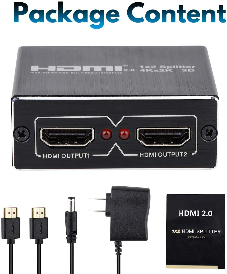 Wonlyus HDMI Splitter 1 in 2 Out, HDMI Splitter 1 to 2 Amplifier for
