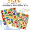 Wooden Puzzles for Toddlers, 2 Pack Chunky Wooden Peg Board Alphabet Puzzles with Colorful Fruit Animal Pattern, Educational Learning Toy for Kids Age 3 Years and Up