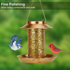 Solar Bird Feeder, Heavy-Duty Metal with Vintage Coating, Hanging Wild Birdfeeder with Light, for Outside Garden Yard, Gifts for Bird-Lovers