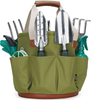 9 Piece Garden Tool Set with 5 Gallon Organizer Bucket, Gardening Hand Tools Tote Bag with 18 Pockets, Heavy Duty Garden Tools Kit for women men Include Storage Bag,Weeder,Rake,Shovel,Trowel and more