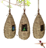 Gute Hummingbird House, Grass Hand Woven Birdhouses for Outdoors Hanging, Natural Bird Hut for Outside, Bird Houses for Audubon Finch Canary Chickadee - Set of 2 (Small)