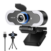 1080P/2K HD Computer Webcam Auto Focus 90° Wide Angle 4.0 Mega Pixels 30FPS 3 Level Adjustable Light USB Web Camera with Tripod Built-In Microphone for Live Broadcast Online Gaming Teaching Meeting Conference