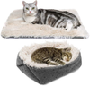 PUPTECK Furry Self Warming Cat Bed Mat - Foldable Convertible Thermal Cat Sleeping Bag Pad, Comfy Pet Heated Nest Mat Anti-Slip for Cat & Puppy