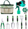 UJUJIA Garden Tools Set 10 Pieces Gardening Hand Tool Kit, Piece Aluminum Hand Tool Kit, Durable Storage Tote Bag, Outdoor Gifts for Men Women