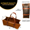 Buffalo Leather Tote Tool Bag For Hand Tools, Gardening, Outdoorsmen, Heavy Duty Premium Storage Leather Organizer (Golden Brown)