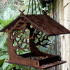 MAMaiuh Wooden Birdhouse Garden Bird Feeder, Hanging Wild Bird Feeders with Rope, Hummingbird Nesting Houses Birdfeeder for Outside Garden Yard Decoration (Brown)