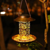 Royallge Solar Bird Feeder, Hollow Metal Hanging Bird Feeder, A Great Gift for Bird Lovers, Wild Bird Feeder That Glows Automatically at Night