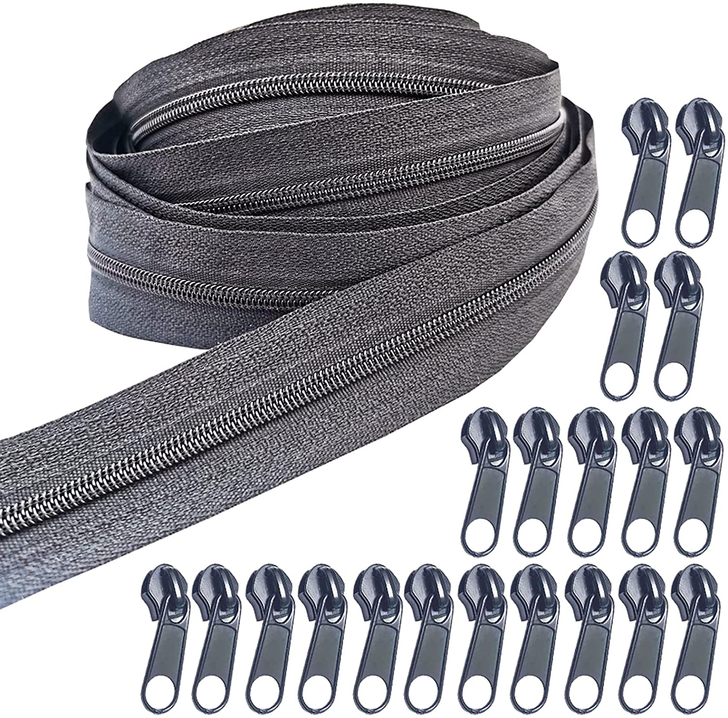 10 Yards Zipper Repair Kit for Upholstery Sewing with 20 Zipper