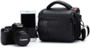 MCHENG Waterproof PU Leather Camera Bag for Canon Nikon Sony Panasonic Olympus Fujifilm Digital Cameras, Black