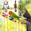 Bird Parrot Toy, 10Pcs Bird Swing Toys Bird Chewing Toys, Colourful Pet Bird Toys with Wooden Hanging Stand Ladder Cage Hanging Bell for Birds, Parrots