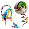 Bird Parrot Toy, 10Pcs Bird Swing Toys Bird Chewing Toys, Colourful Pet Bird Toys with Wooden Hanging Stand Ladder Cage Hanging Bell for Birds, Parrots