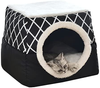 PADEN Pet Beds for Cats Anti-Slip & Water-Resistant Bottom Calming Cat Bed Pet Bed Cat Cave（13.8″x13.1″x11.8″） Black