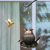 Hanging Bird Feeders for Outside,Finch Parrot Cardinal Metal Bird Feeder,Cat Shape Mesh Wild Bird Feeder for Yard Garden Deco-7.5in