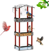 NIUXX Window Bird Feeder with Strong Suction Cups, Large Weatherproof Birdfeeder with 3 Tiers Seed Tray and Drinking Sink, Outdoor Hanging Birdhouse for Wild Birds, Finch, Cardinal, and Bluebird