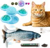 senyouth 3 PCS Chewing Cat Toy Sets, Rotatable & Luminous, Chewable and Massage, Fun Interactive Kitten Toys Including Realistic Swing Fish, Windmill Turntable with Bell, Organic Catnip