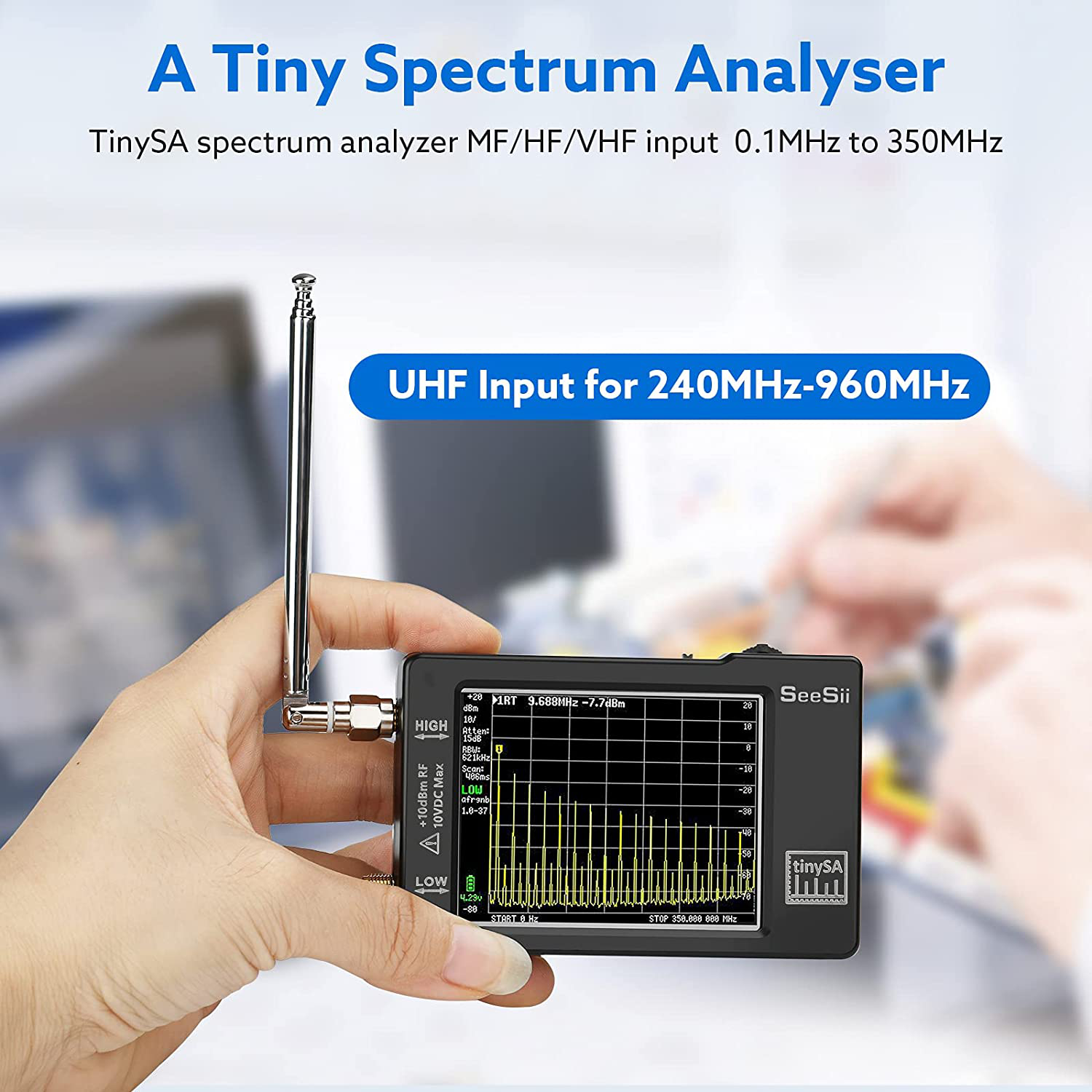 Portable TinySA Spectrum Analyzer,SEESII Upgraded V0.3.1 Handheld Tiny ...